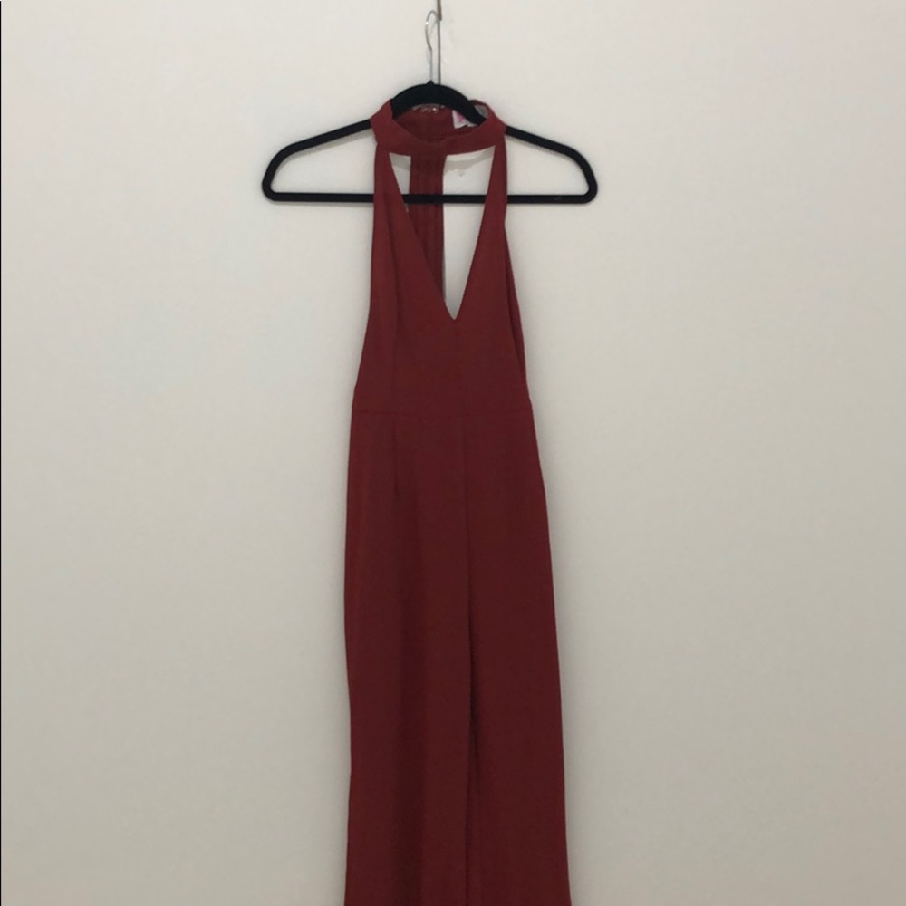 Deep Red Romper with Pant Legs